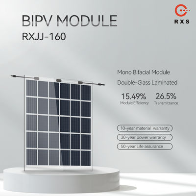 Klasse A Glas BIPV Zonnepanelen 160W 200W 250W Transparant Aanpasbaar